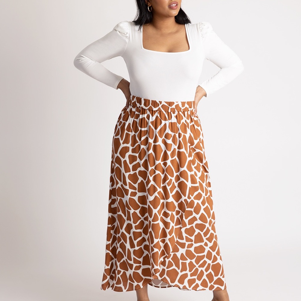ELOQUII giraffe midi skirt